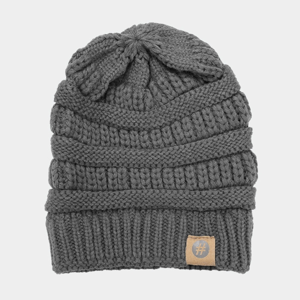 # Hashtag Cable Knit Beanie Hat